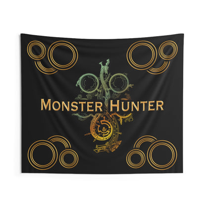 Black MH Wilds Wall Tapestry Monster Hunter WILDS